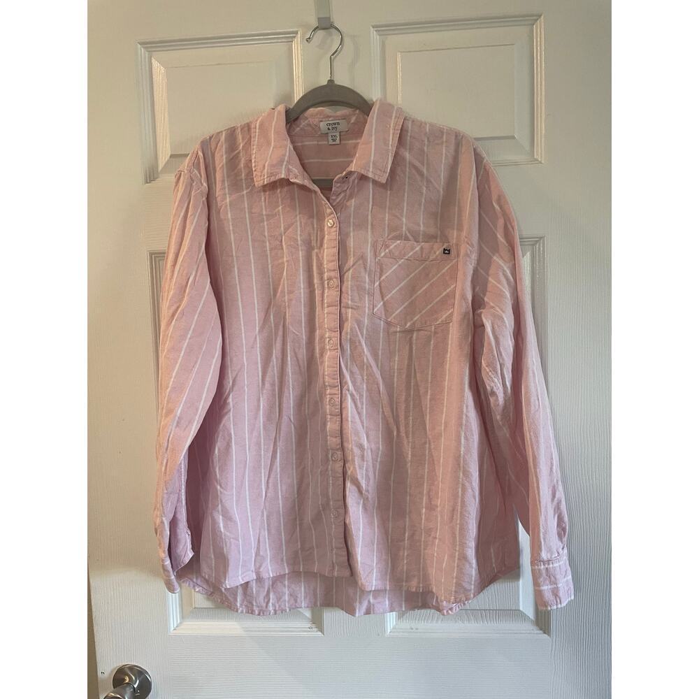 Crown & Ivy XXL Long Sleeve Oxford Boyfriend Shirt